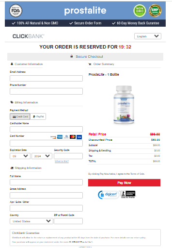 ProstaLite order page